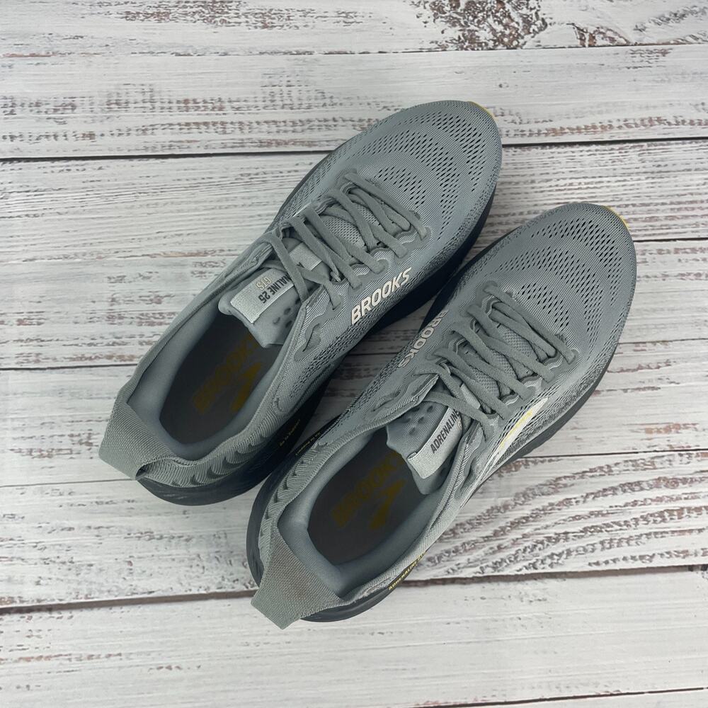 Brooks Adrenaline GTS 25 Mens Sz 11D Running Shoes Primer Grey Ebony Jasmin Yell - Picture 7 of 11